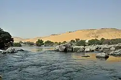 Eerste cataract, ten zuiden van Aswan (Egypte)