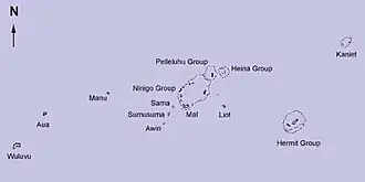 Kaart van Ninigo-eilanden