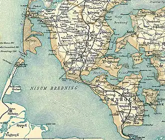 Ligging van Agerø (midden rechts) in Denemarken