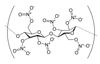 Structuurformule van cellulosenitraat