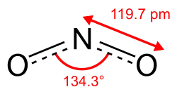 Structuurformule van stikstofdioxide