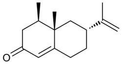 Structuurformule van (+)-nootkaton