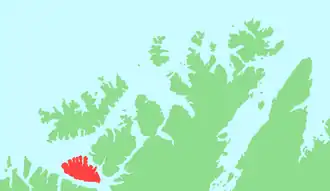 Kaart van Stjernøya Stierdná