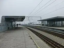 De sporen en perrons op het viaduct gezien uit het oosten.