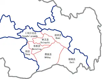 Kaart van Pome Dzong