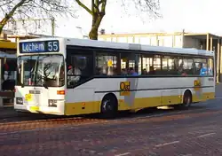 ​ ​ ​ Witte basis met gele schotplaten en grijze vegen op de zijkant van de bus. Deze huisstijl werd later [(sinds) wanneer?] ook voor het inmiddels failliete Oad Reizen gehanteerd.