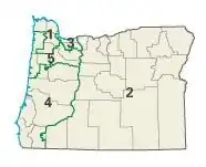Districten in de staat Oregon vanaf 2003