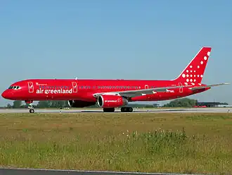 Een Boeing 757-200 van Air Greenland