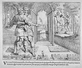 Gravure van Odysseus en de oude Laërtes door Theodoor van Thulden, 1600