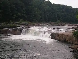 De waterval van Ohiopyle in de Youghiogheny