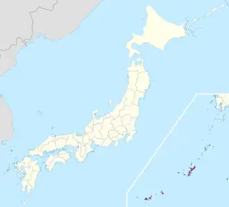Kaart van Japan met Okinawa gemarkeerd