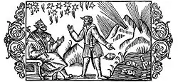 Een waarzegger verklaart de koning de sterren, vissen en het geluid van de bergen, Olaus Magnus, 1555