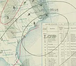 Foto of weerkaart van orkaan