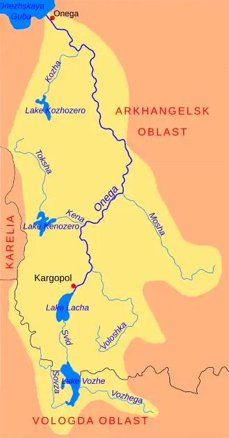 Kaart van stroomgebied Onega