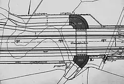 Ontwerp van de Dommelduiker. De duiker werd aangelegd naast de rivier die zo tijdens de werkzaamheden kon blijven stromen.