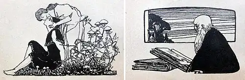 bladversieringen van Frits Lensvelt uit 'Onze Dichters, Amsterdam, Meulenhoff & Co., 1908