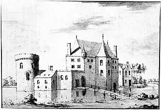 Kasteel Oostwaard bij Maarssentekening van L.P. Serrurier naar een ouder origineel