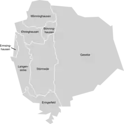 Situering stadsdelen van Geseke