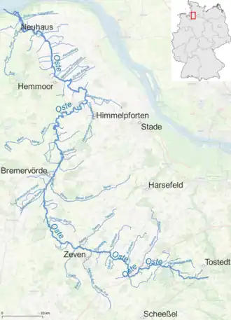 Kaart stroomgebied Oste