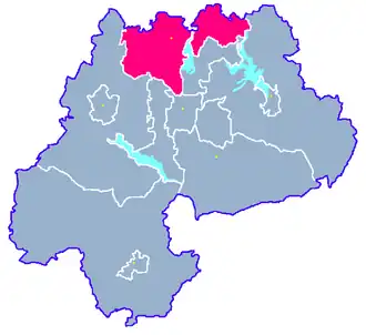 Ligging van de gemeente binnen de powiat