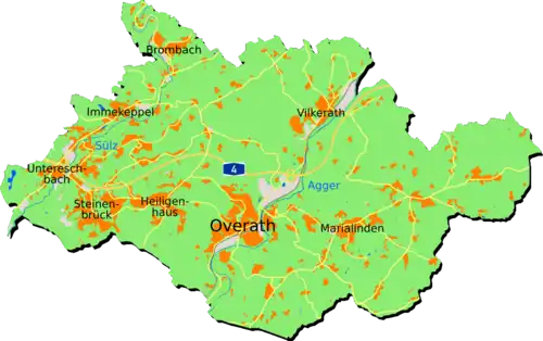 Stadsdelen van Overath