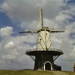 De molen met bilauwieken op een roede