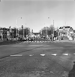 Aanzicht vanaf het Emmaviaduct / Brailleweg in 1980