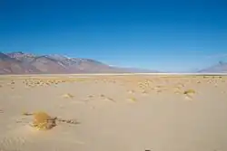 Stof- en zoutvlakte van het voormalige Owens Lake