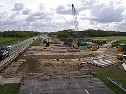 Bouw van de wildpassage bij de A35 ten noordoosten van Bornerbroek (18 april 2007)