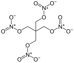 Structuurformule van penta-erytritoltetranitraat