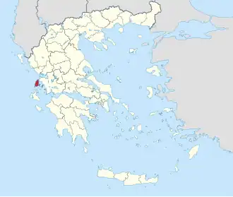 Locatie van het departement Lefkada (Lefkas)