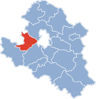 Ligging van de gemeente binnen de powiat