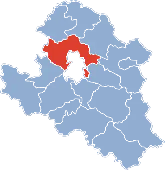 Ligging van de gemeente binnen de powiat