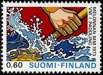 Een Finse postzegel uitgegeven ter gelegenheid van de wereldkampioenschappen van 1973.