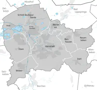 Paderborn: Situering stadsdelen