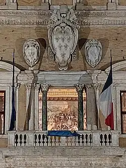 Fasti Farnesiani: fresco met de voorstelling van Pietro Farnese die in 1110 met zijn troepen in opdracht van de paus het leger van Toscana versloeg.