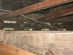 Rollenkruiwerk paltrok binnenzijde met schaarstokken