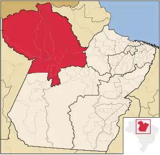 Ligging van de Braziliaanse mesoregio Baixo Amazonas in Pará