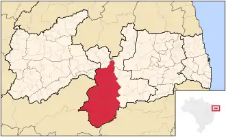 Ligging van de Braziliaanse microregio Cariri Ocidental in Paraíba