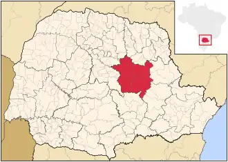 Ligging van de Braziliaanse microregio Telêmaco Borba in Paraná