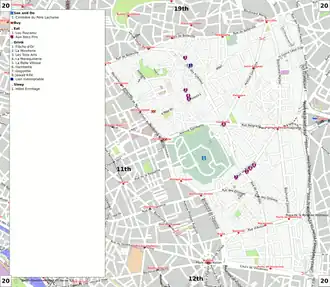 Kaart van 20e arrondissement