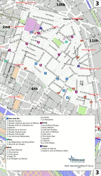 Kaart van 3e arrondissement