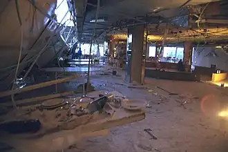 De eetzaal van het Park Hotel, een dag na de aanslag