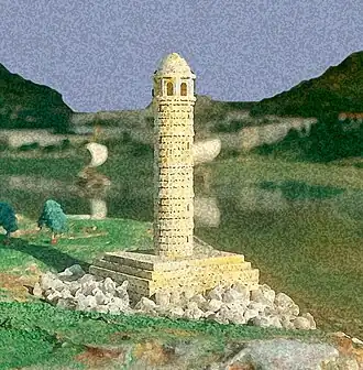 Impressie van de toren aan de kop van de haven in de Romeinse tijd (1)