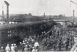 Kade bij Pauillac in 1918 bij de terugkeer van troepen naar de VS.
