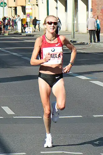 Tijdens de marathon van Berlijn van 2011
