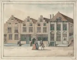 Breestraat met Penshal en belendende panden (Jacob Timmermans circa 1788)