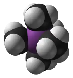 alt=Ruimtelijk model van 
  
    
      
        
          Bi
          
            
              (
              
                CH
                
                  3
                
                
                  
                
              
              )
            
            
              5
            
            
              
            
          
        
      
    
    {\displaystyle {\ce {Bi(CH3)5}}}