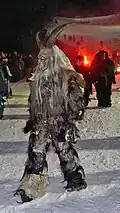 De Krampus in een processie in Klagenfurt, Oostenrijk