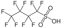 Structuurformule van perfluorbutaansulfonzuur